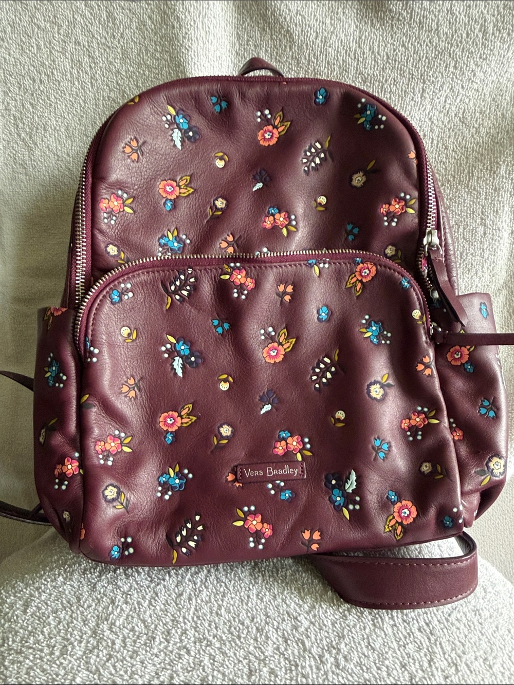 Vera Bradley Plum Floral Faux-Leather Mini Backpack